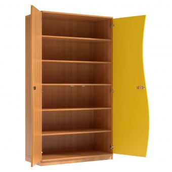 Wellentürenschrank, 190 cm hoch, 105x50 cm (B/T), Tür rechts gelb, 